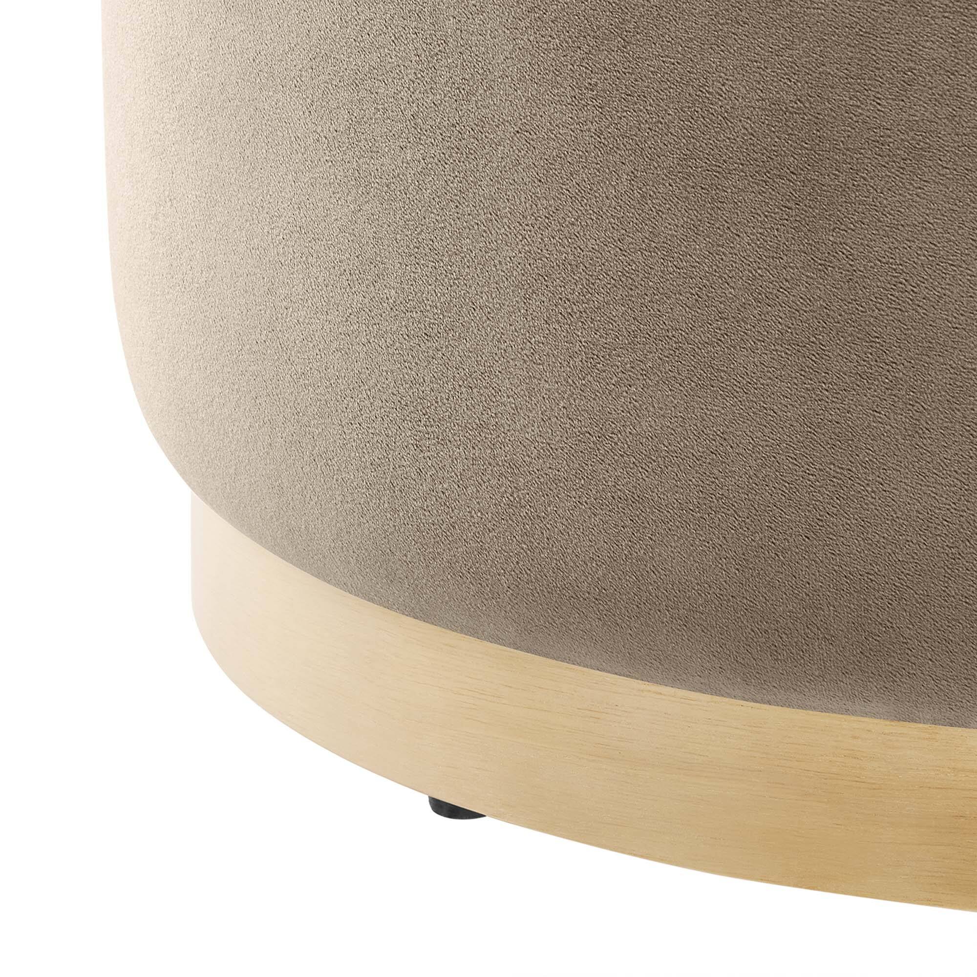 Alt View 4. Modway - Tilden Large 23" Round Performance Velvet Upholstered Ottoman by Modway - Taupe Natural.