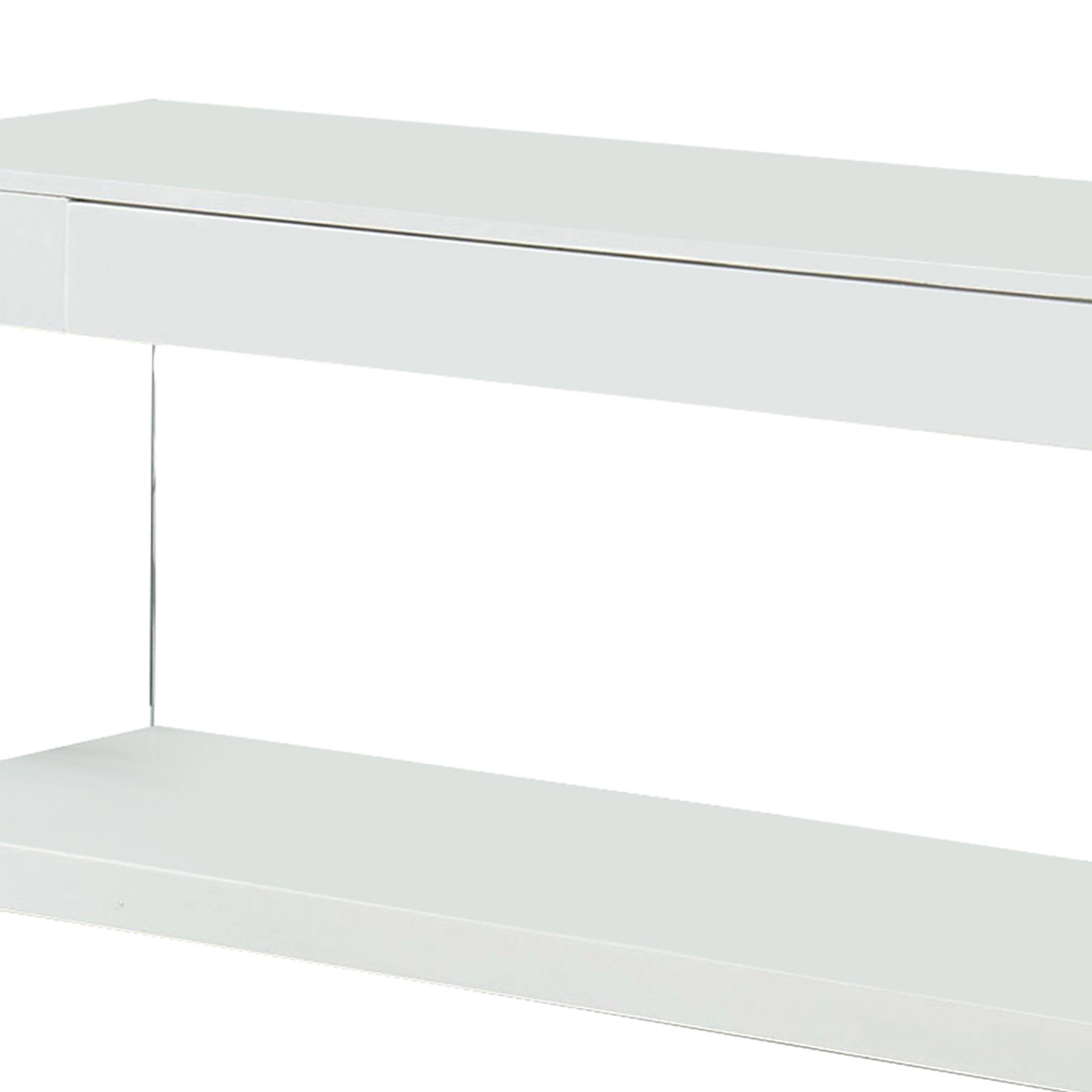 Alt View 3. Manhattan Lane - Contemporary Style Plastic TV Stand with Glass Side Panels, White - White.