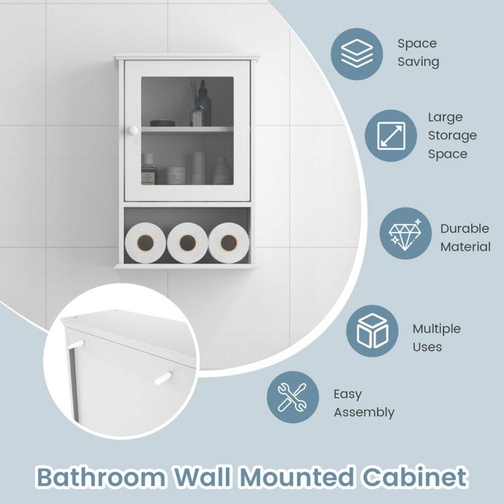 Space Saving  
Large Storage Space  
Durable Material  
Multiple Uses  
Easy Assembly  

Bathroom Wall Mounted Cabinet