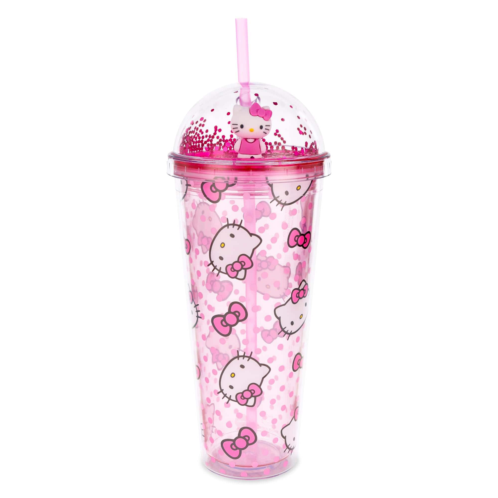 Photos - Mug / Cup Buffalo Silver  - Sanrio Hello Kitty 24-Ounce Confetti Carnival Cup With Dome Lid and Straw - Pink KTY865MZ 