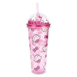 Silver Buffalo - Sanrio Hello Kitty 24-Ounce Confetti Carnival Cup With Dome Lid and Straw - Pink