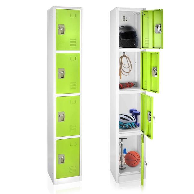 Alt View 4. AdirOffice - Storage Locker 629-Series 72" H 4-Tier Steel Key Lock 4-Shelf Locker with Key Lock - Green.