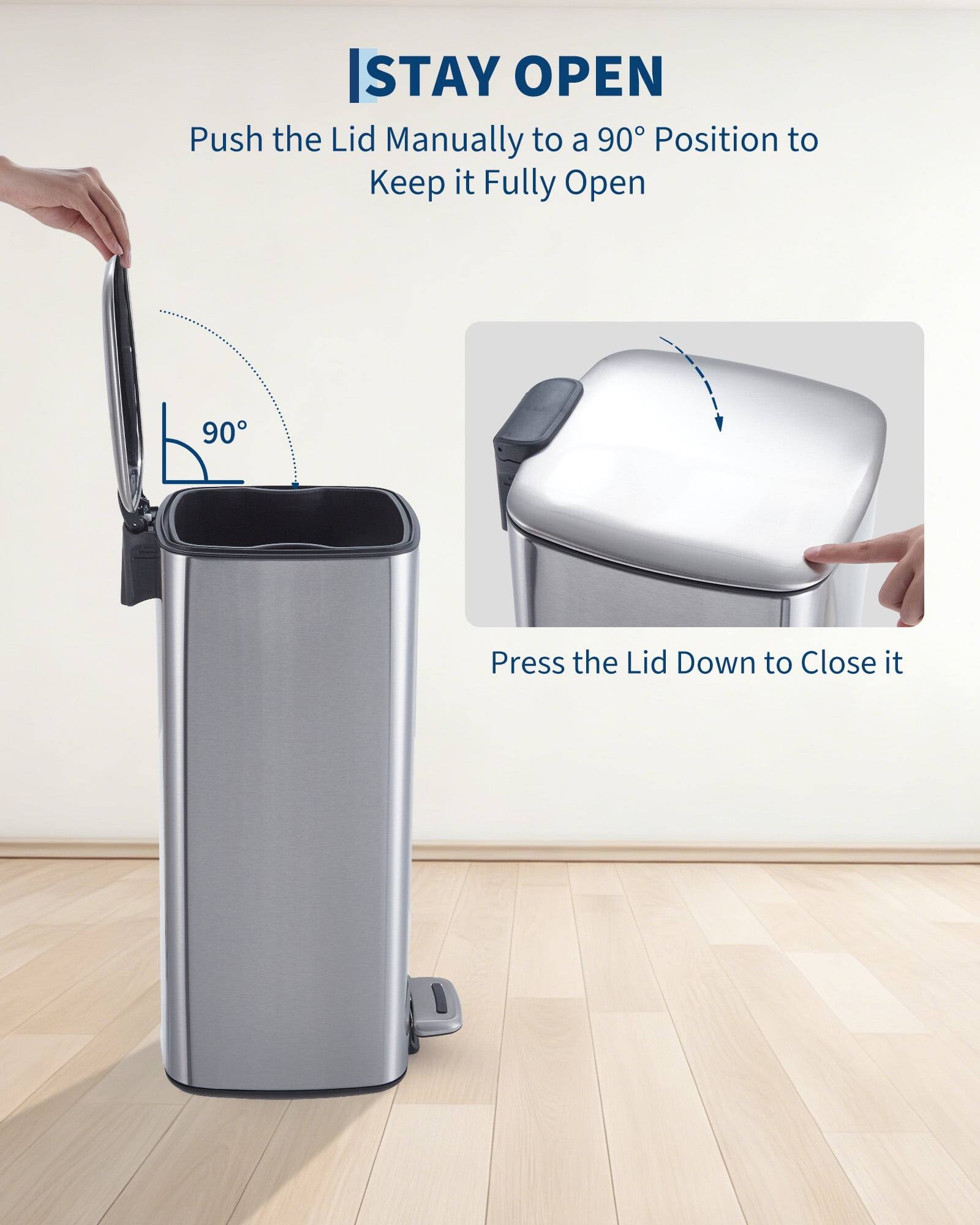 I STAY OPEN  
Push the Lid Manually to a 90° Position to Keep it Fully Open  
Press the Lid Down to Close it