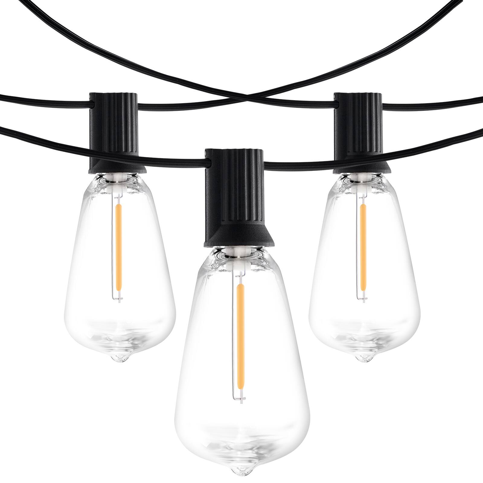 Alt View 5. VEVOR - LED Outdoor String Lights, 200FT, 2700K Dimmable Outside Patio Lights with 100 ST38 Shatterproof Bulbs E12 Socket Base - Black.