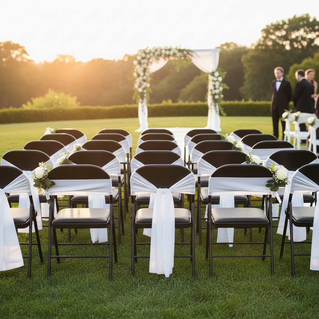 Alt View 4. AOITUN - Folding Chair 4 Pack - Metal and Wood Frame, Cushioned Seats, Ideal for Outdoor Weddings and Dining - Black.