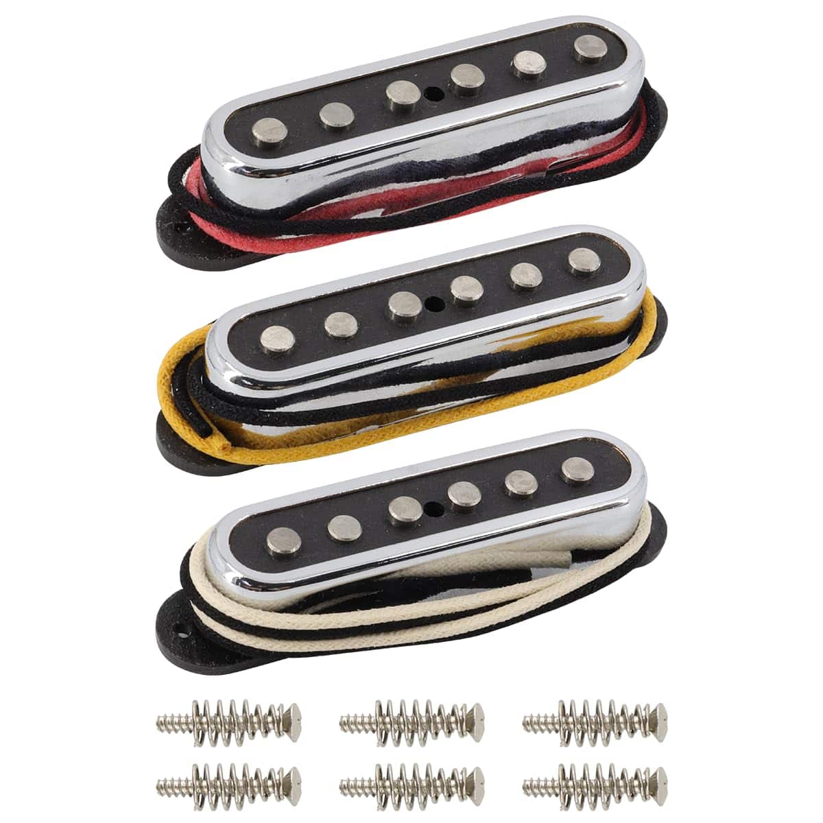 Dazzling Pops - Alnico 5 St Pickup Single Coil Pickups Open Style Neck/middle/bridge Set For Stratocaster Electric Guitar - Chrome Cover