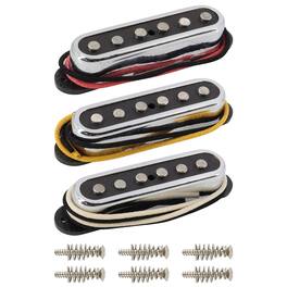 Dazzling Pops - Alnico 5 St Pickup Single Coil Pickups Open Style Neck/middle/bridge Set For Stratocaster Electric Guitar - Chrome Cover