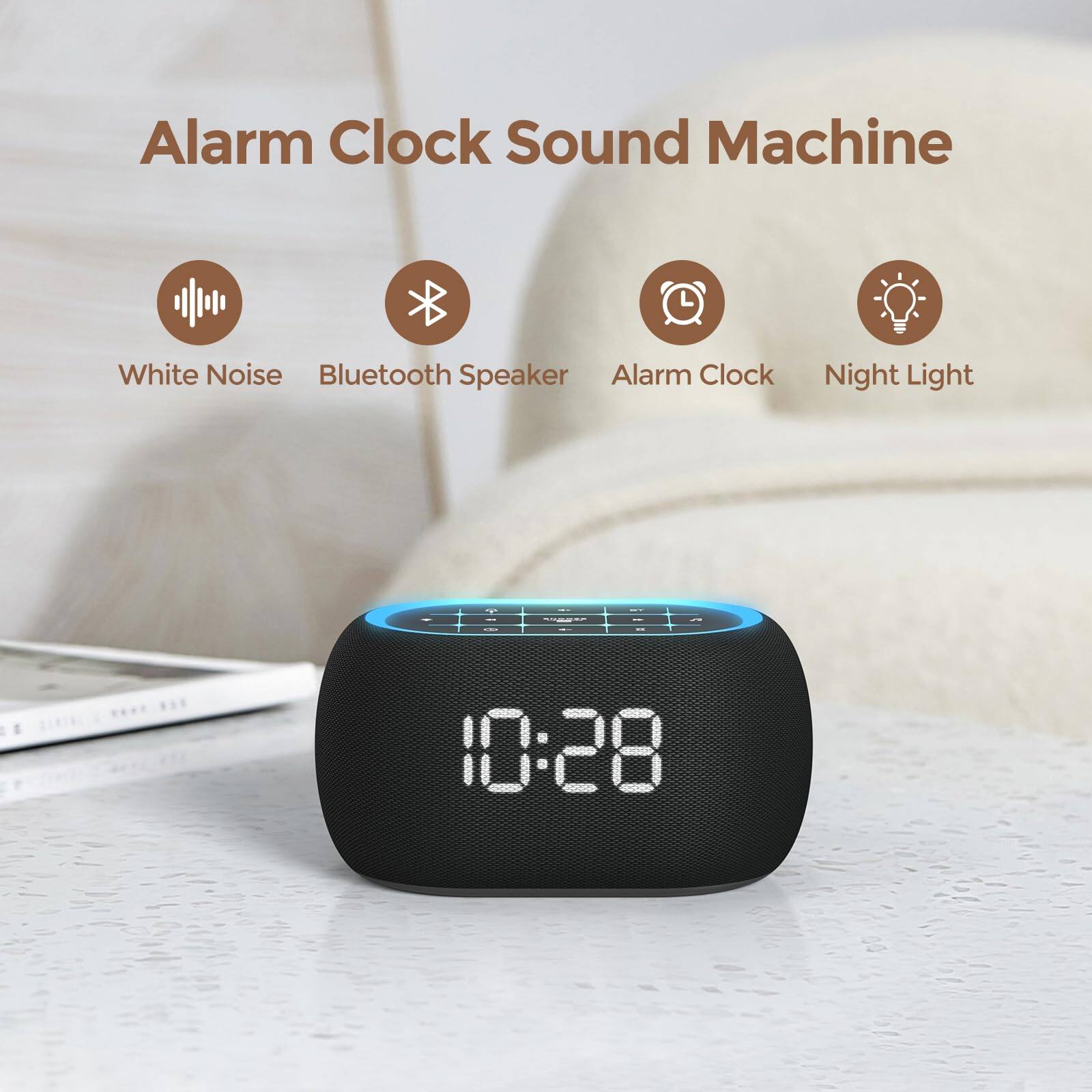 Alarm Clock Sound Machine

White Noise Bluetooth Speaker Alarm Clock Night Light

100
NE
10:28