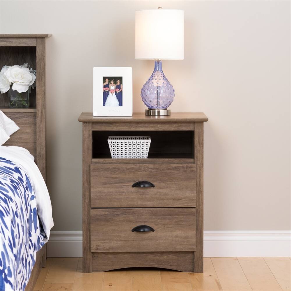 Angle. Prepac - Salt Spring Tall Night Stand in Drifted Gray - Gray.
