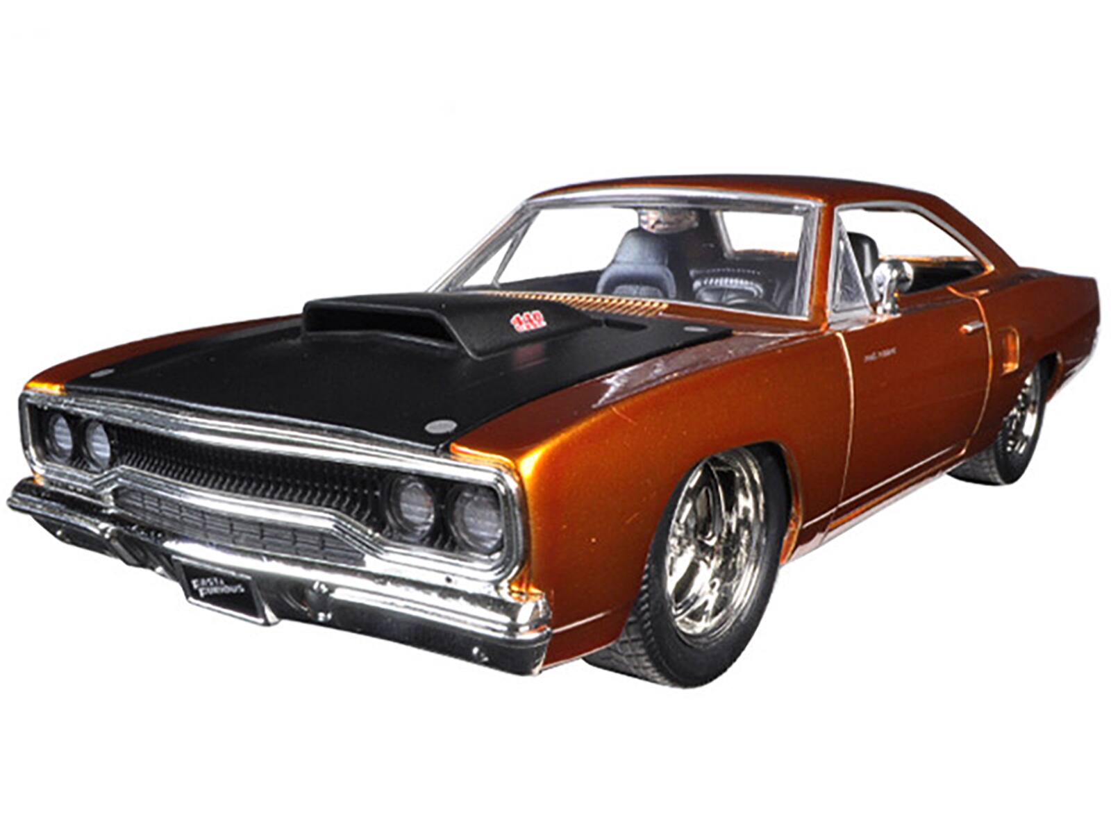 Alt View 1. Jada - Dom's 1970 Plymouth Road Runner Copper with Black Hood "Fast & Furious 7" (2015) Movie 1/24 Diecast Model Car by Jada.