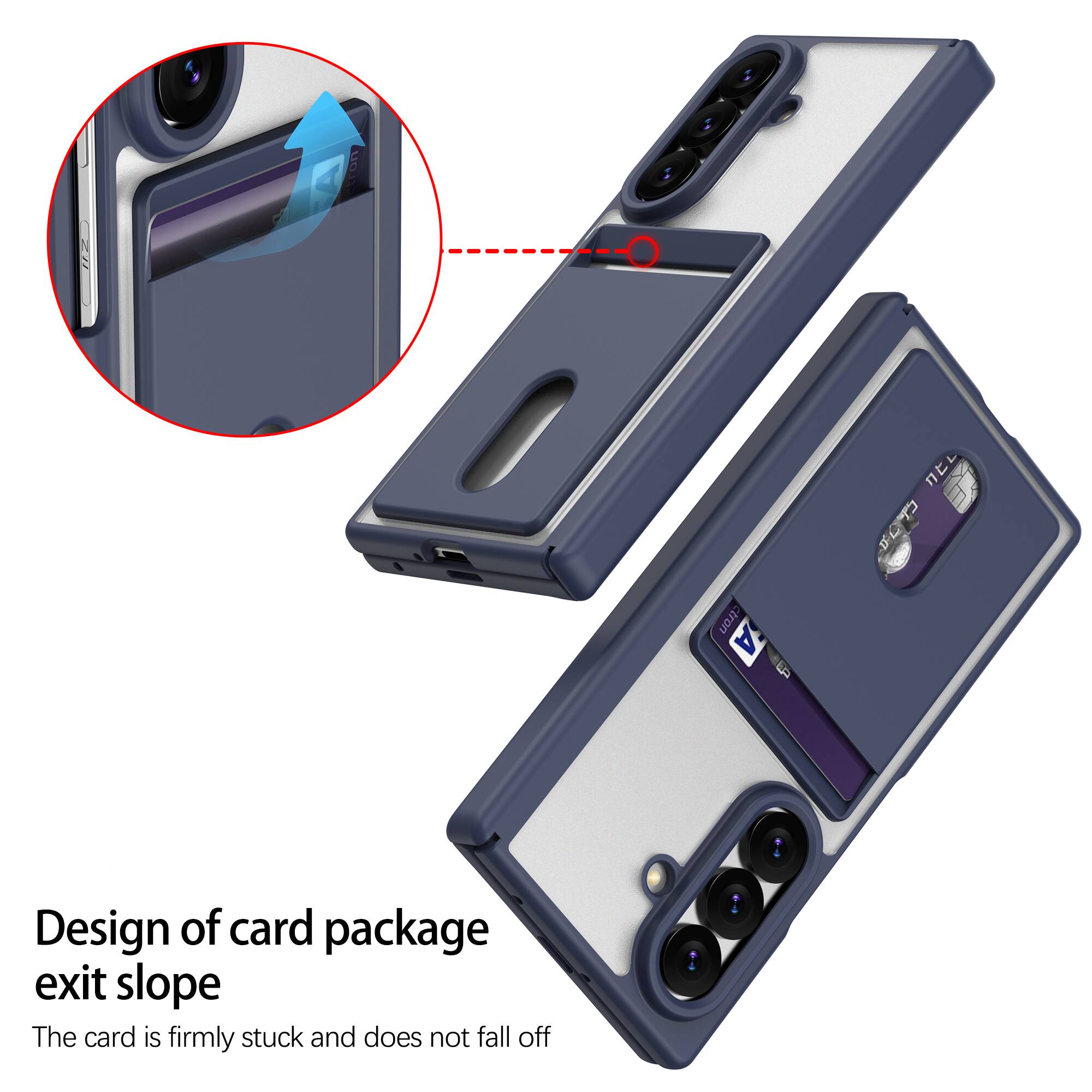 Design of card package exit slope  
The card is firmly stuck and does not fall off