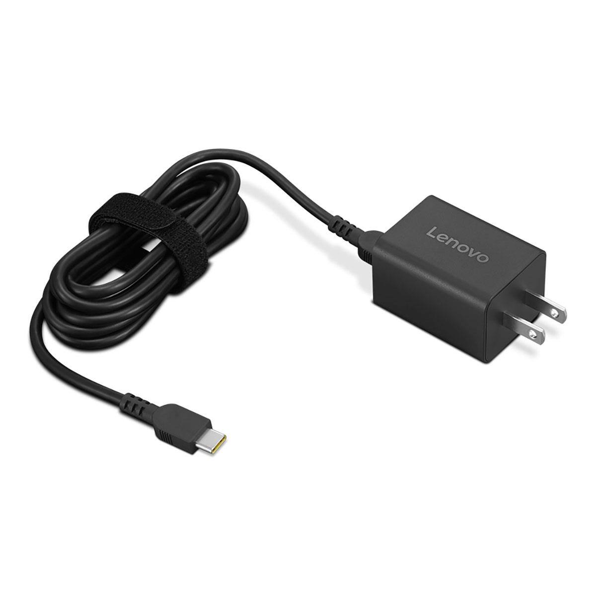 Front. Lenovo - Lenovo GaN Nano 65W USB-C Power Adapter, Black.