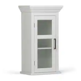 Simpli Home - Avington 15 inch Wide Solid Wood Single Door Wall Cabinet - Pure White