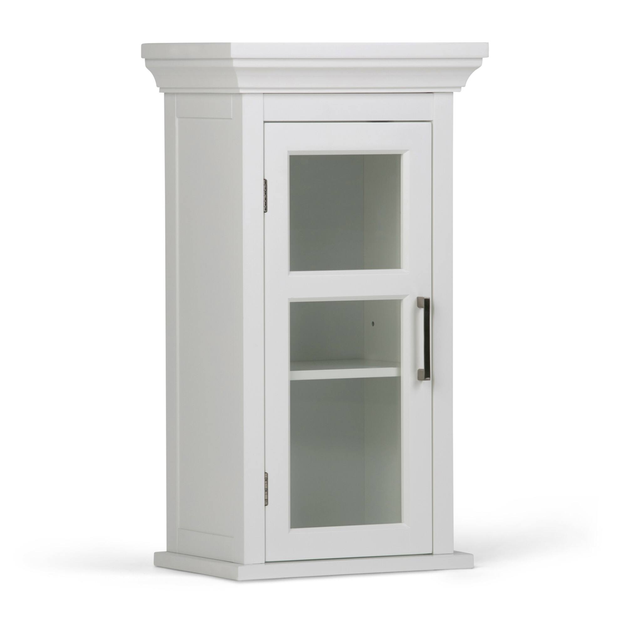 Front. Simpli Home - Simpli Home Avington 15 inch Wide Solid Wood Single Door Wall Cabinet in Pure White - Pure White.