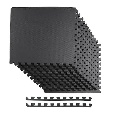 Front. BalanceFrom Fitness - BalanceFrom Fitness 48 Sq Ft Interlocking EVA Foam Exercise Mat Tiles, Black - Black.