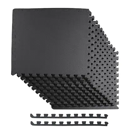Front. BalanceFrom Fitness - BalanceFrom Fitness 48 Sq Ft Interlocking EVA Foam Exercise Mat Tiles, Black - Black.