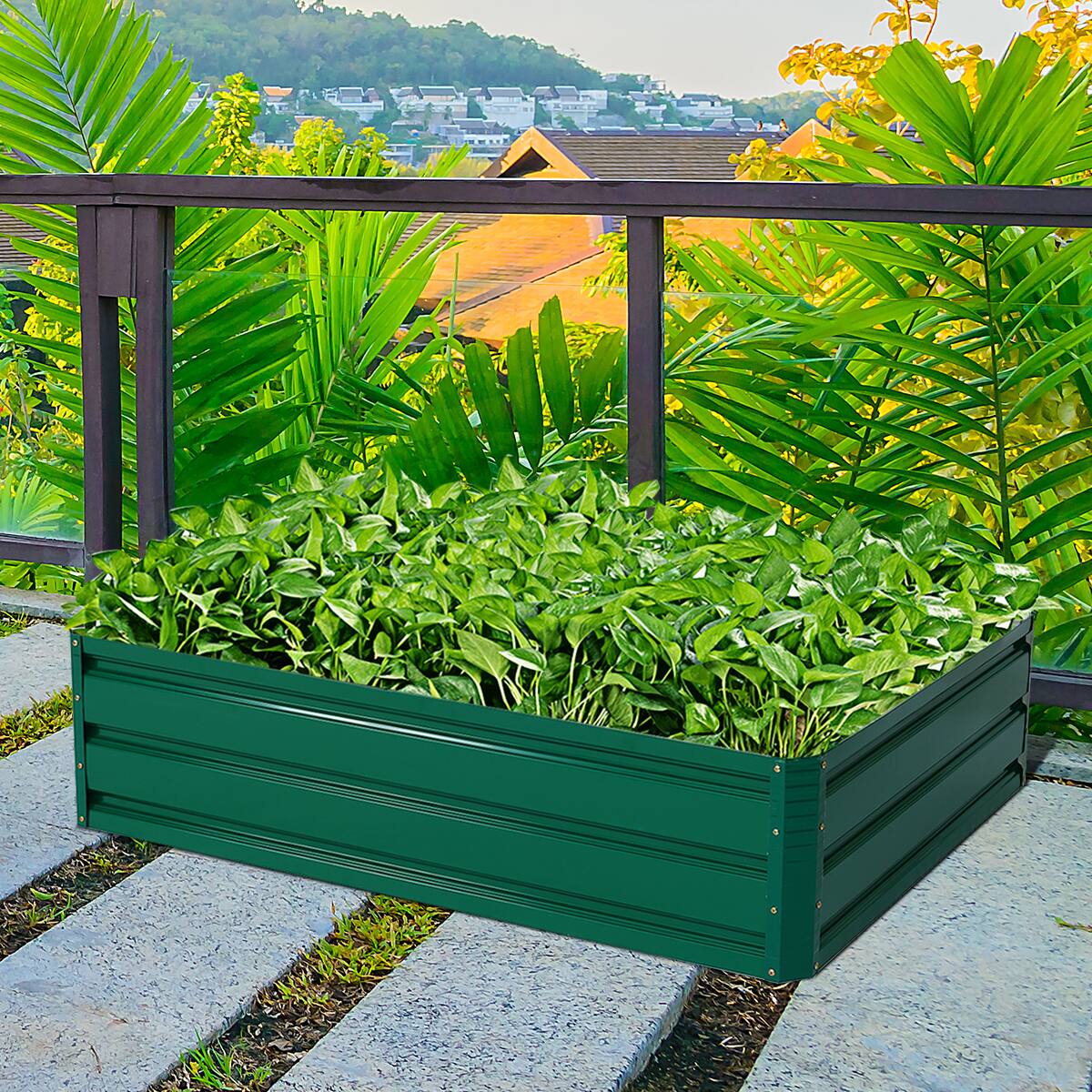 Alt View 7. Costway - Costway 40x32 Inch Patio Raised Garden Bed Vegetable Flower Plant New - Dark Green.