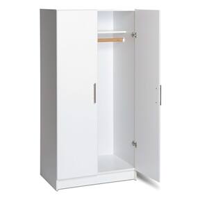 Angle. SlickBlue - 2-Door Wardrobe Cabinet with Hanging Rail and Storage Shelf for Bedroom - White.