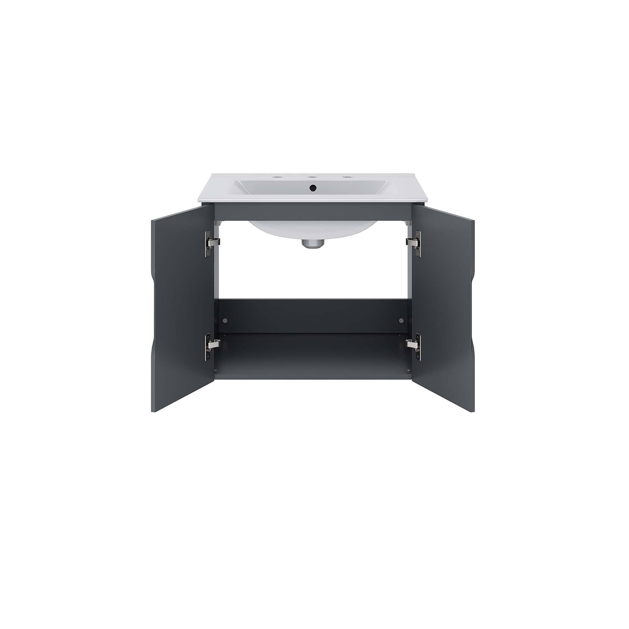 Alt View 2. Modway - Vitality Bathroom Vanity Basin Included by Modway - Gray White.