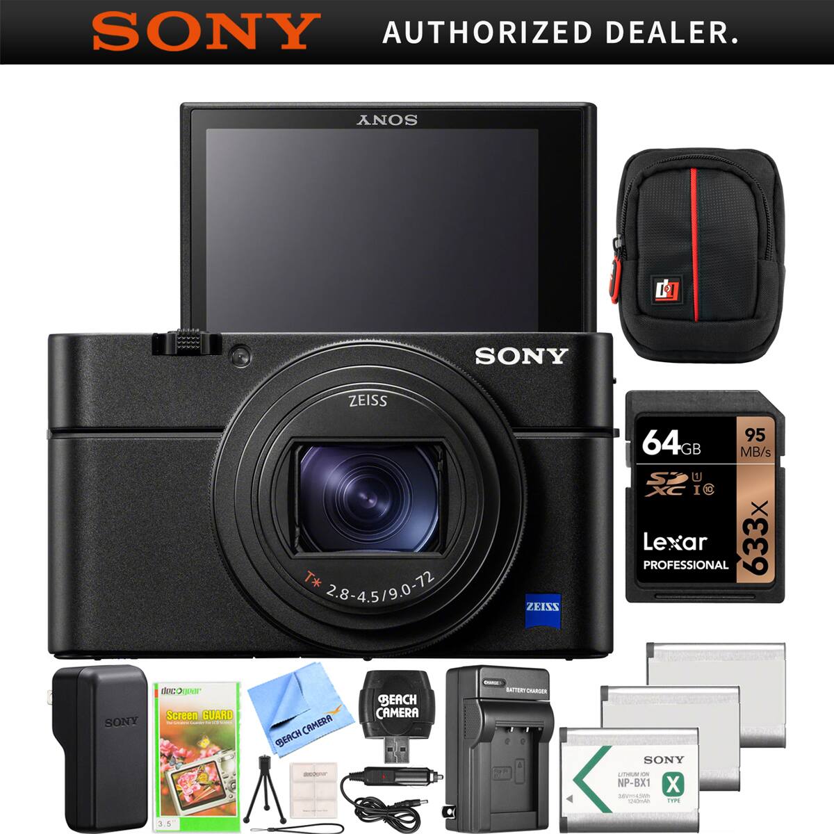 SONY AUTHORIZED DEALER.

SONY ZEISS T* 2.8-4.5/9.0-72

64GB 95 MB/s Lexar 633 PROFESSIONAL

SONY NP-BX1

BEACH CAMERA BA/T087

Screen GUARD

SONY

SONY BATTERY CHARGER

SONY NP-BX1

SONY X

BEACH CAMERA BA/T087

SONY Screen GUARD

SONY BEACH CAMERA BA/T087