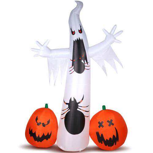 Alt View 1. Winado - 12FT Halloween Inflatable Ghost and Pumpkin Decoration with Build-in LED Light Blow Up for Holiday Outdoor Indoor Garden - White & Orange.
