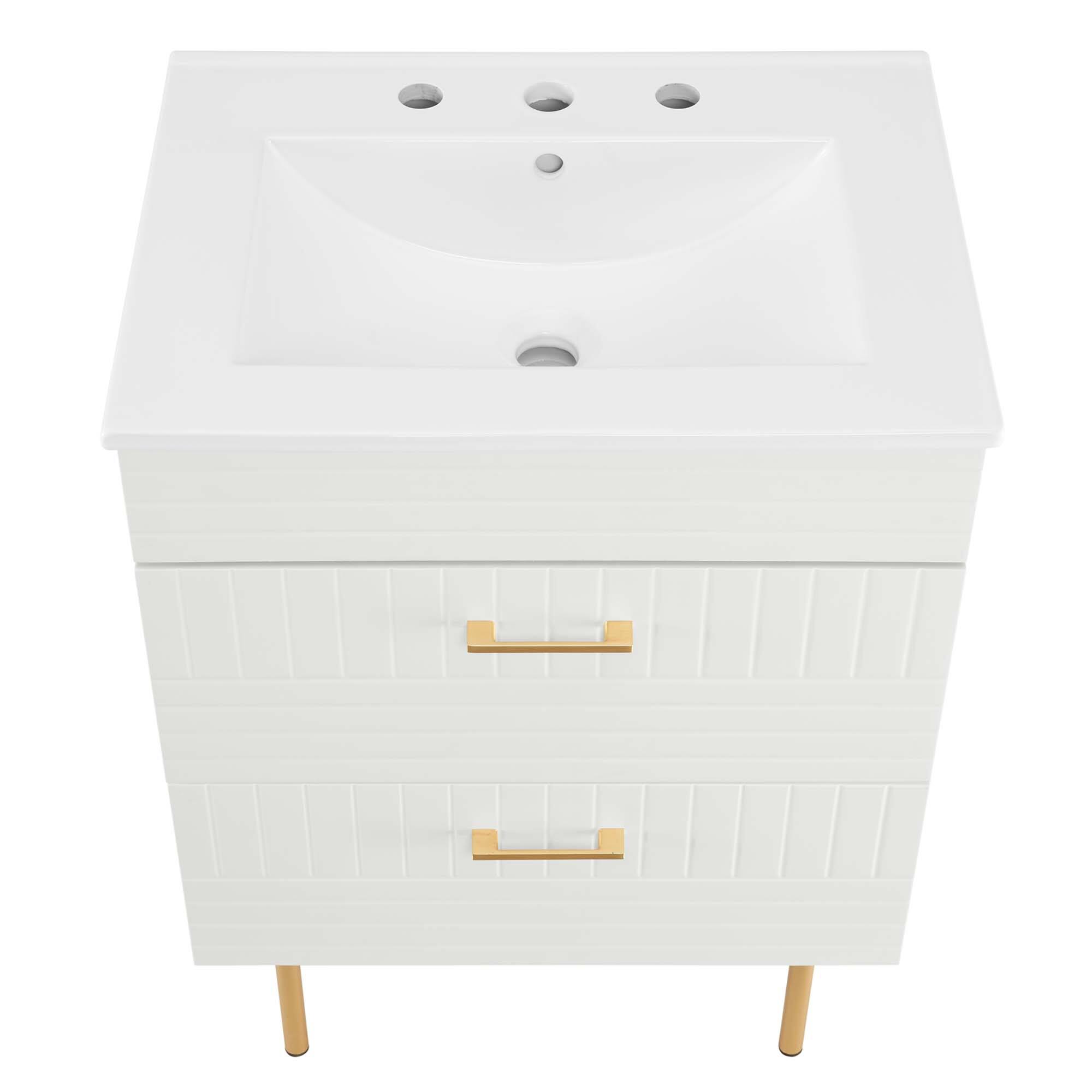 Alt View 4. Modway - Daybreak Bathroom Vanity Basin Included by Modway - White White.