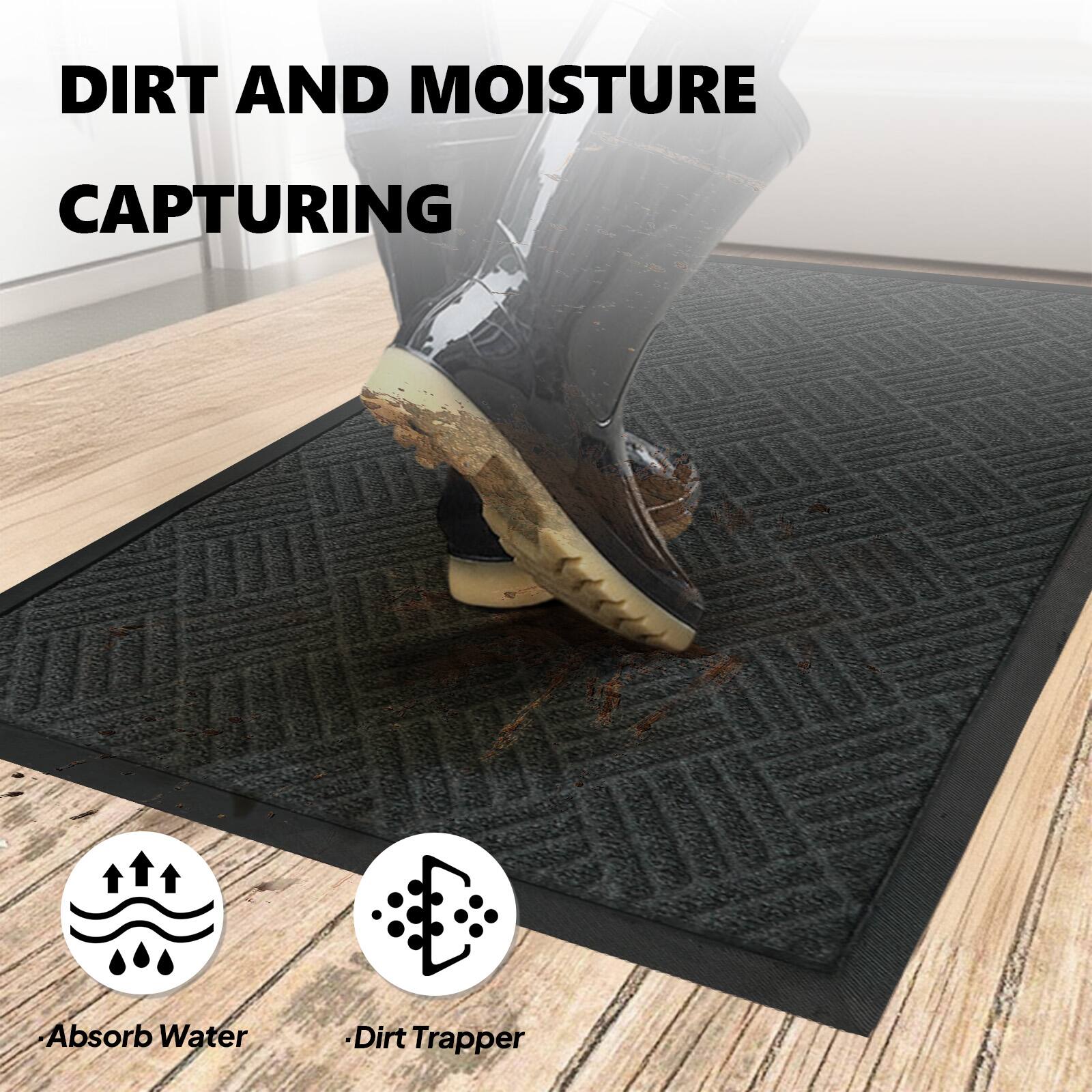 DIRT AND MOISTURE CAPTURING

- Absorb Water
- Dirt Trapper