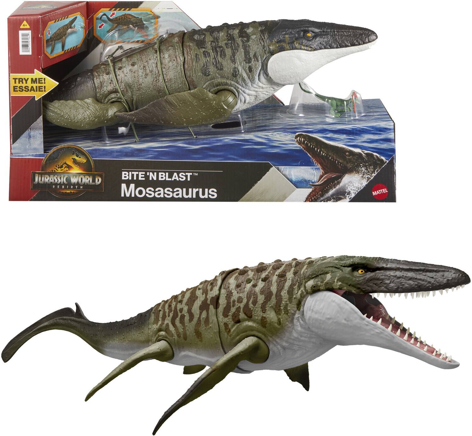 Mattel - Jurassic World: Rebirth Bite 'N Blast Mosasaurus - Collectibles