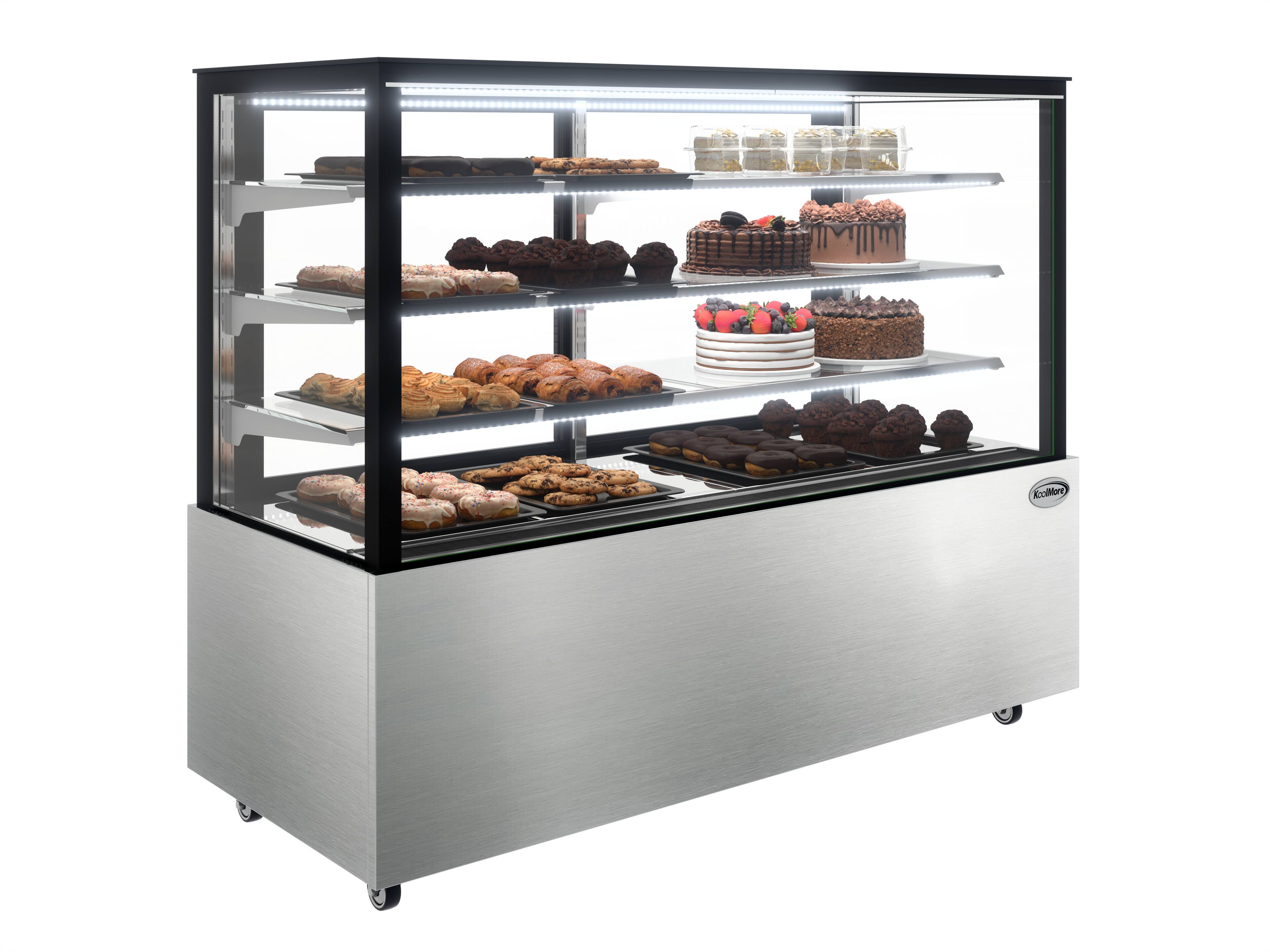Angle. Koolmore - 71 in. Refrigerated Bakery Display Case for Cakes, Stainless Steel Frame, 30 cu. ft. RBD30C. - Stainless-Steel.