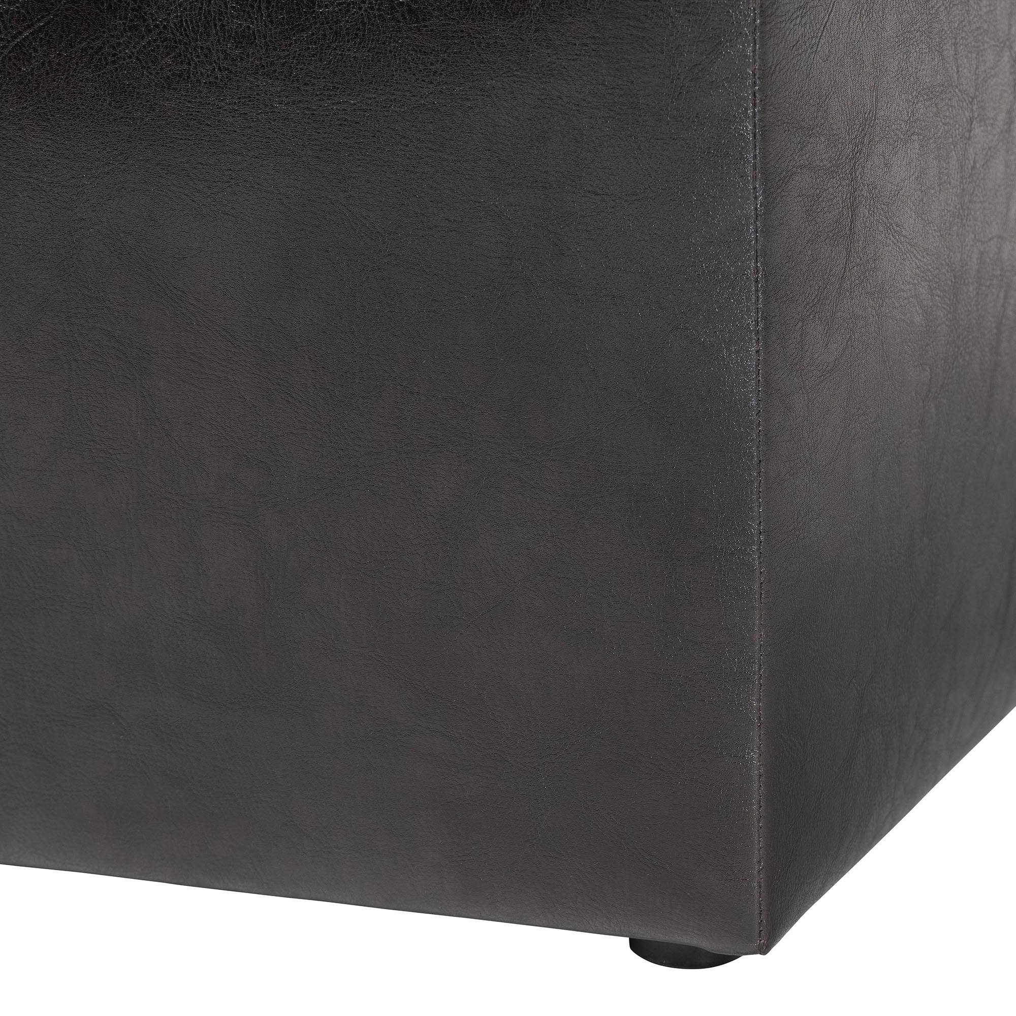 Alt View 2. Baxton Studio - Sydney Brown Modern Ottoman - Storage Ottoman - Dark Brown.