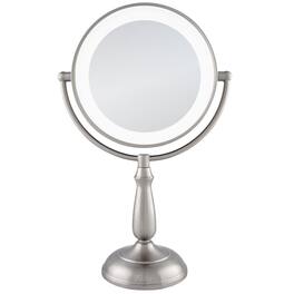 Zadro - LED Lighted Makeup Mirror with Touch Control and Magnification Options 5X, 10X, 12X - Satin Nickel
