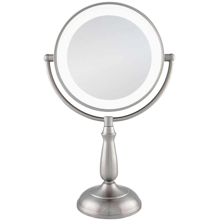Zadro - LED Lighted Makeup Mirror with Touch Control and Magnification Options 5X, 10X, 12X - Satin Nickel