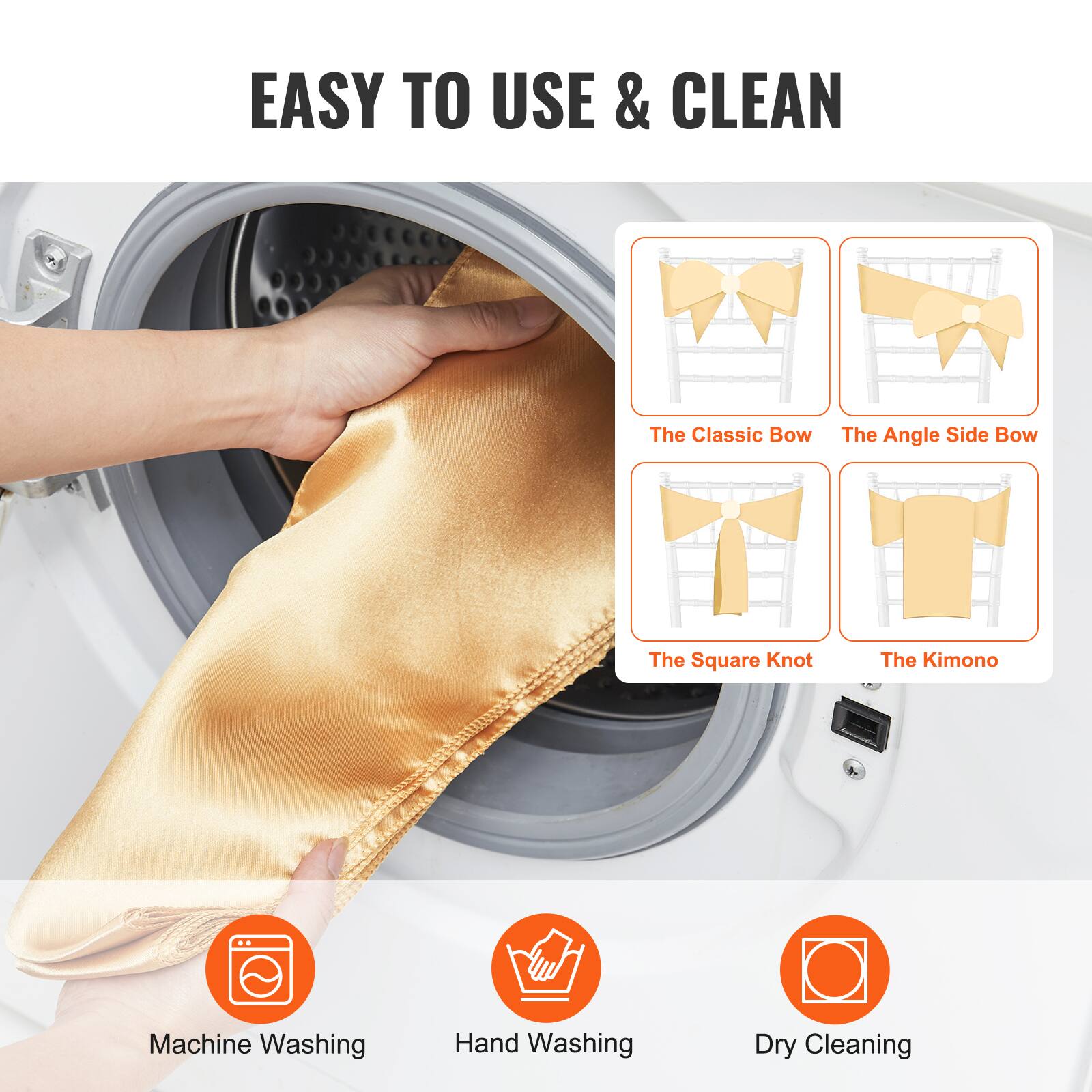 EASY TO USE & CLEAN

The Classic Bow
The Angle Side Bow
The Square Knot
The Kimono

Machine Washing
Hand Washing
Dry Cleaning