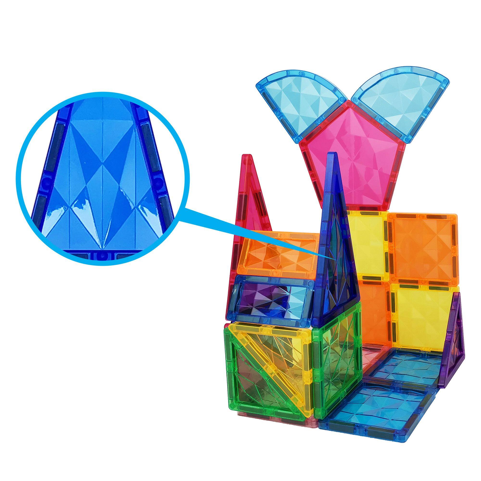 Alt View 2. PicassoTiles - PICASSO-TILES Magnetic Tiles for Kids, 41PCS Construction STEM Building Blocks Educational Toy - Multicolor.