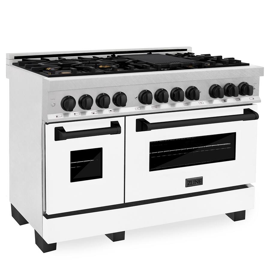 ZLINE 48 in. Wide 8 Burner Autograph Legacy Dual Fuel Range in Satin ...