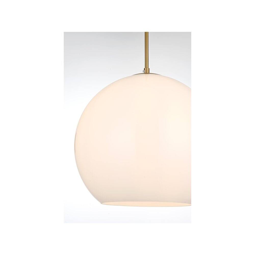 Alt View 4. Living District - Baxter 14 Inch Pendant Frosted White Shade in Satin Gold - Satin Gold And Frosted White.