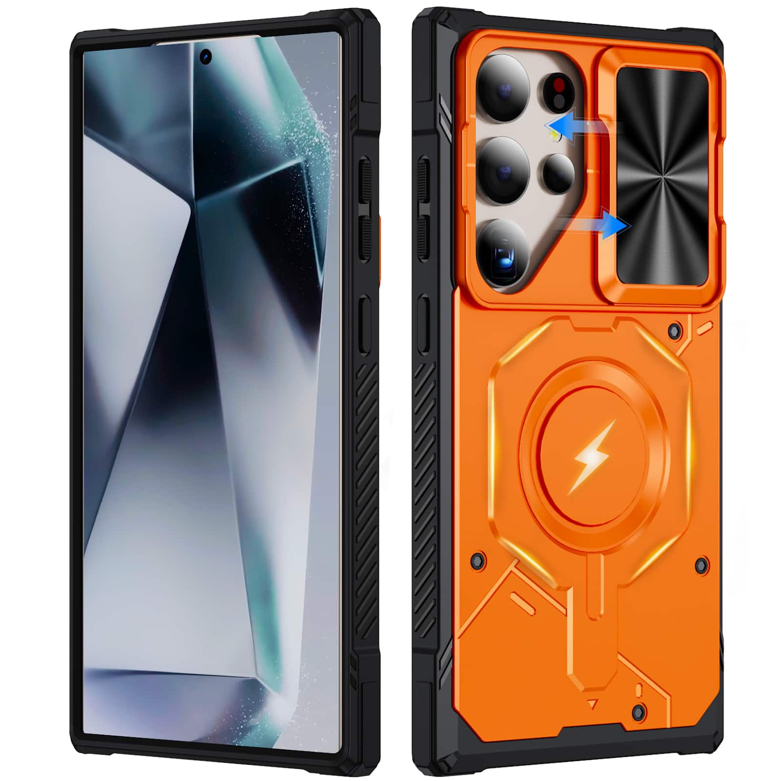 UUCOVER - Magnetic Case for Samsung Galaxy S24 Ultra,Shockproof TPU+PC Case Compatible with MagSafe Rugged Sliding Lens Cover - Orange price history on PriceWatchPro