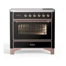 ILVE - Majestic II 36 inch Induction Range with 5 Elements ( Copper Trim) - Glossy Black