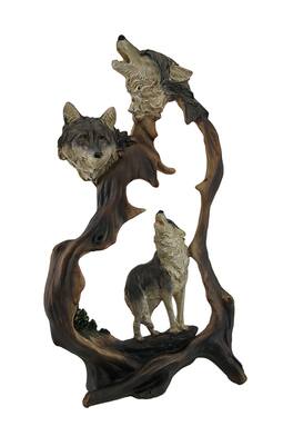 Zeckos - Howling Mountain Wolves Cutout Statue - Multicolored