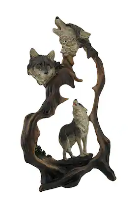 Front. Zeckos - Howling Mountain Wolves Cutout Statue - Multicolored.