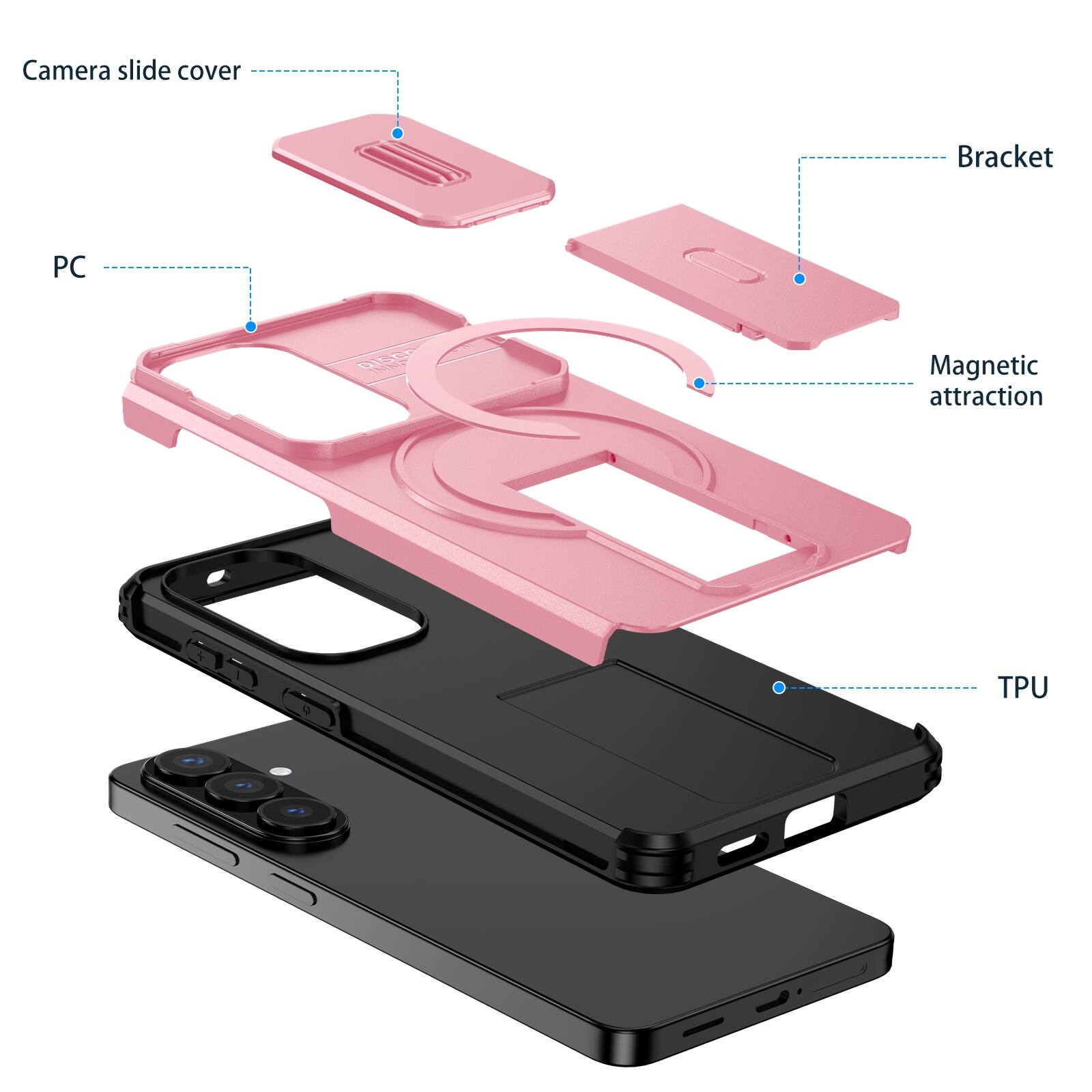 Camera slide cover  
Bracket  
PC  
Magnetic attraction  
TPU