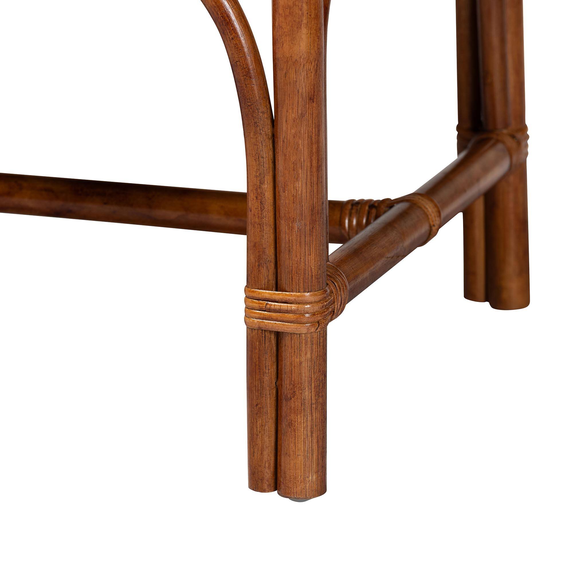 Back. bali & pari - Belen Marbled Tortoise Natural Rattan Bench - Handwoven Wicker Seating for Entryway, Living Room, or Bedroom - Marbled Tortoise Brown/Natural Brown.