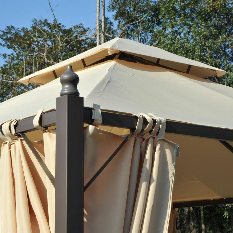 Alt View 7. PULUZ - 10' x 10' Steel Outdoor Patio Gazebo with Polyester Privacy Curtains, Two-Tier Roof for Air, Large Design.