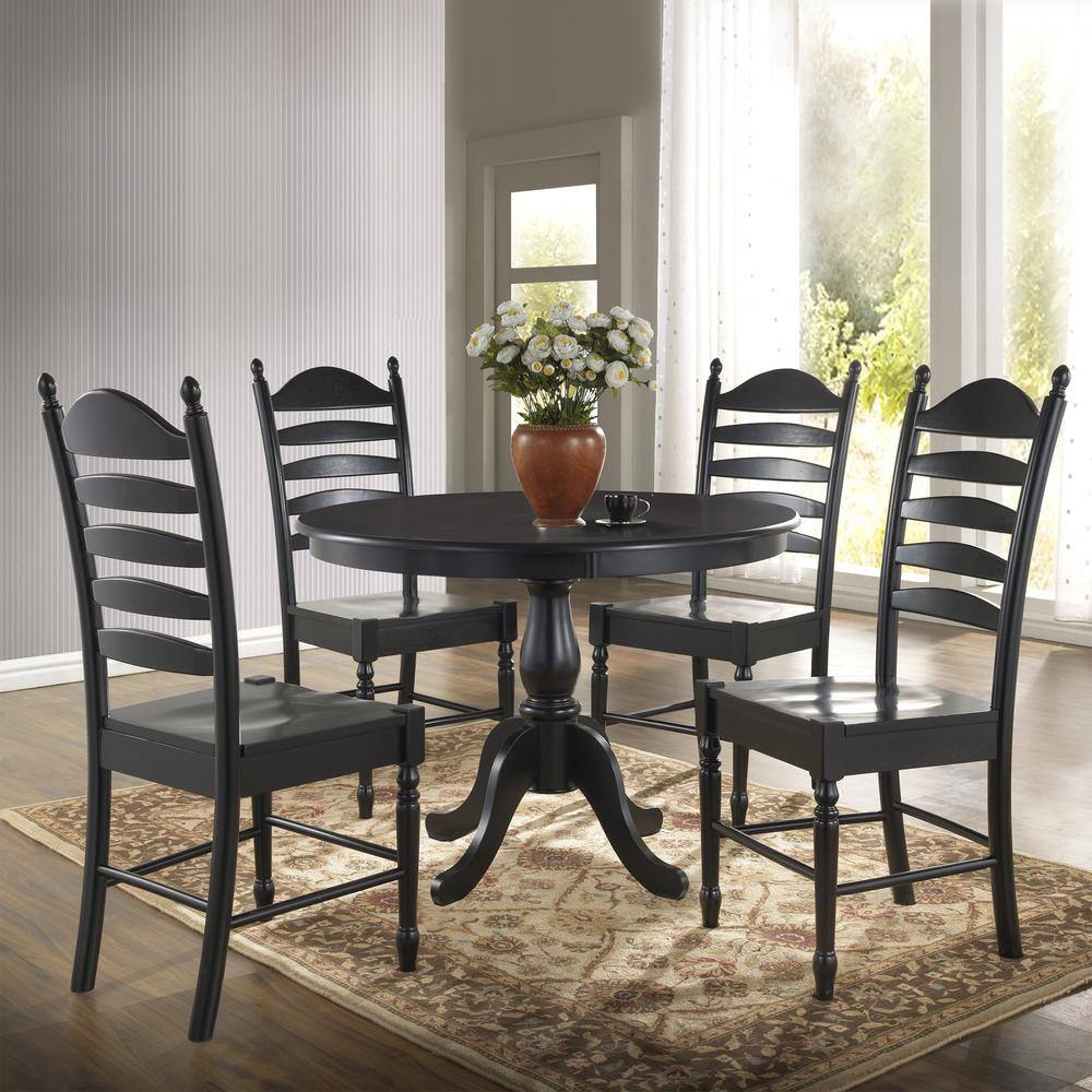Alt View 1. Carolina Chair & Table - Fairview 42" Round Pedestal Dining Table - Antique Black - Black.