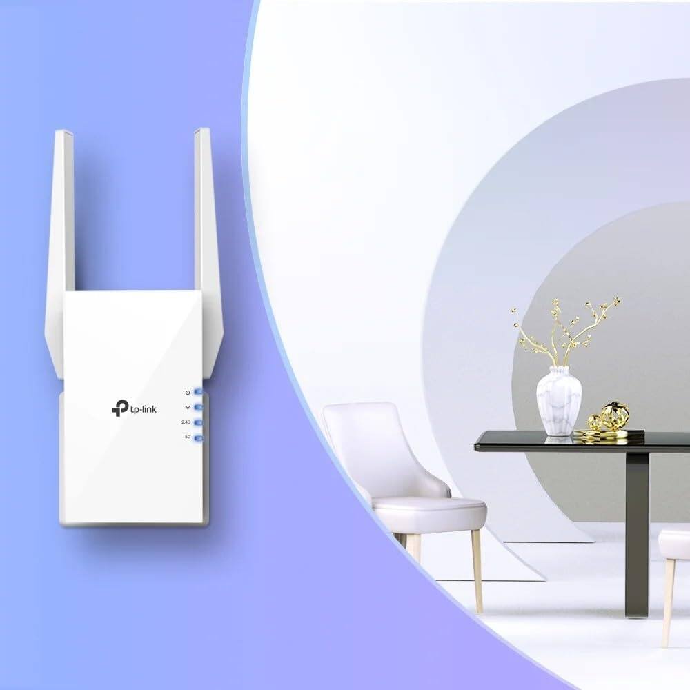 Alt View 3. TP-Link - AX1500 Wi-Fi 6 Dual-Band, Range Extender, Smart Roaming, RE1500X.