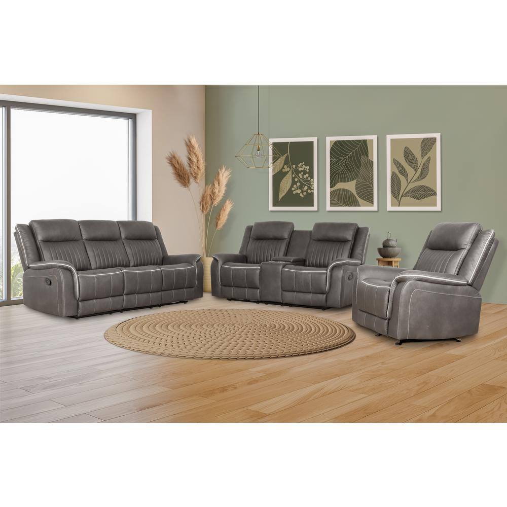 Back. New Classic Furniture - Enzo Glider Recliner- Gray - Grey.