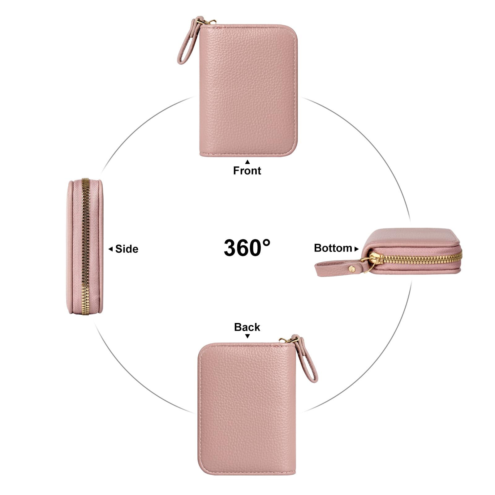 Alt View 3. Jadie Link - Credit Card Holder Rfid Case Wallet Small Accordion Zipper Organizer Women Men High-quality Leather Credit Card Holder - Stone Jasper.