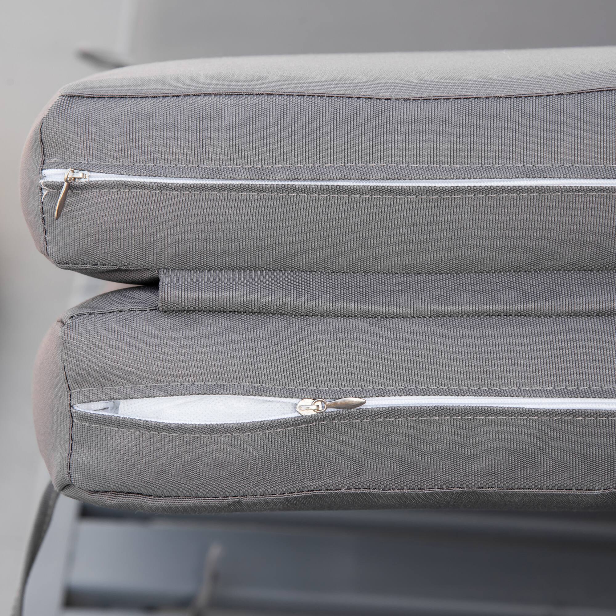 Alt View 8. Outsunny - Chaise Lounge Chair for Outdoor, Wood Outdoor Chaise Lounge with 4-Position Adjustable Backrest and Cushion - Gray.