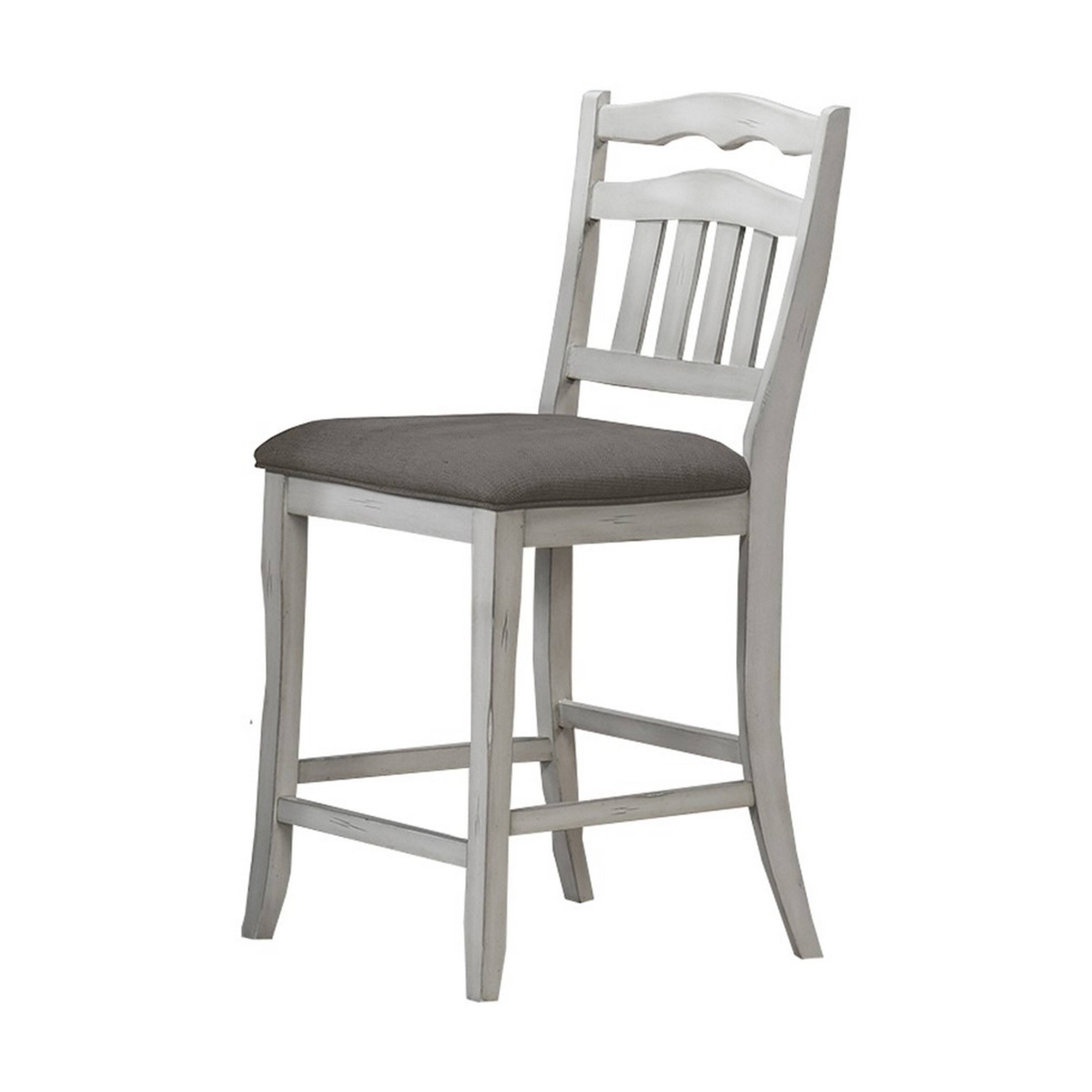 Alt View 1. Manhattan Lane - Zeke Counter Height Chairs, Set of 2, Ladder Back, Classic White Wood - White, Gray.