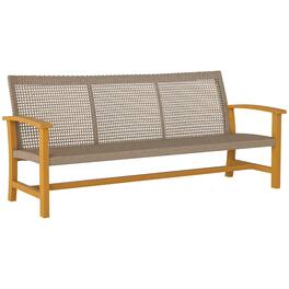 Outsunny - Wicker Outdoor Couch, 3-Seat Rattan Outdoor Patio Sofa, 1000 lbs. Capacity, Acacia Wood Patio Furniture Couch - Teak